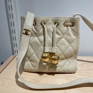 SOLD 💓 Chanel Caviar CC Gold Ball Drawstring Bucket Bag